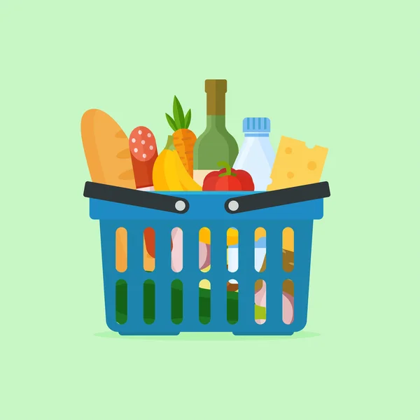 Basket with food vector illustration