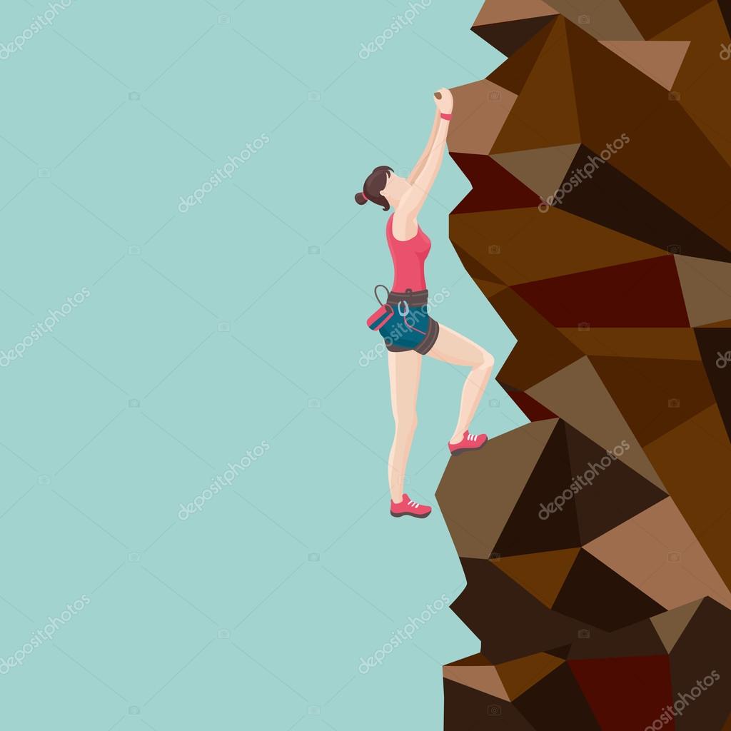 Girl is climbing on a rock Stock Vector Image by ©ne2pi #96956534