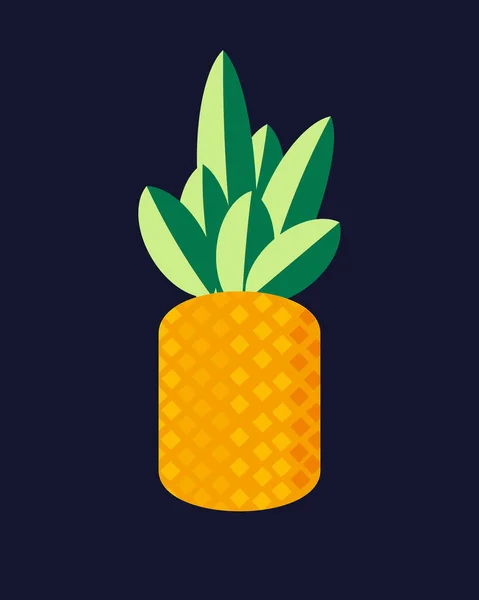 Yaratıcılık simülasyonu etiketi düz stili. Siyah arkaplanda ananas vektör logosu