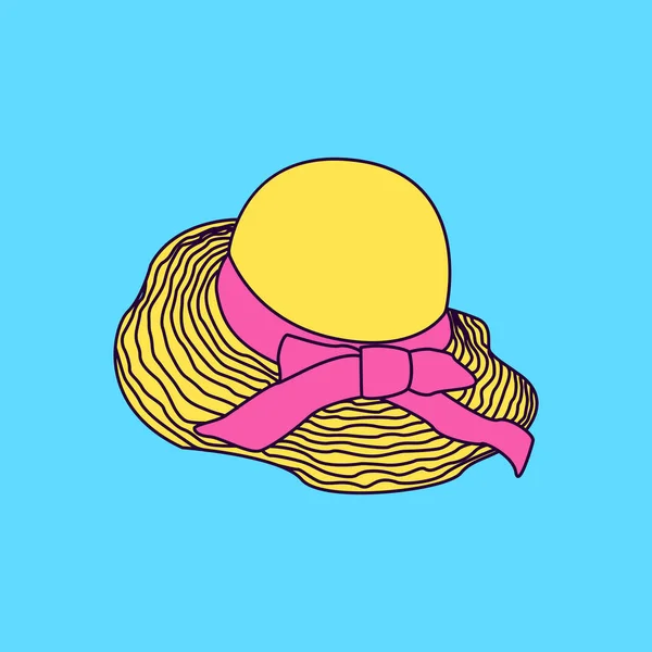 Pop Art Style. Kadın Plaj Şapkası. Düz Renkli Simge Tasarımı. Aksesuarlar vektör sembolü web illüstrasyonuName.