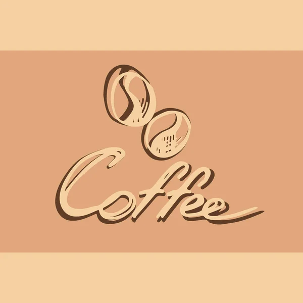 クラフトコーヒーアイコンカラフルなスタイルの手を描いた コーヒー豆とタイポグラフィのテキストとコーヒーロゴ コーヒー休憩 白い背景に独立したベクトルイラストドアデザイン — ストックベクタ