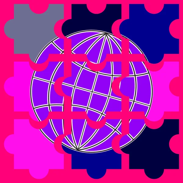 Image vectorielle colorée de globe de puzzle — Image vectorielle