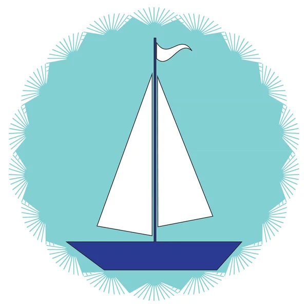 Icono de color con velero — Vector de stock