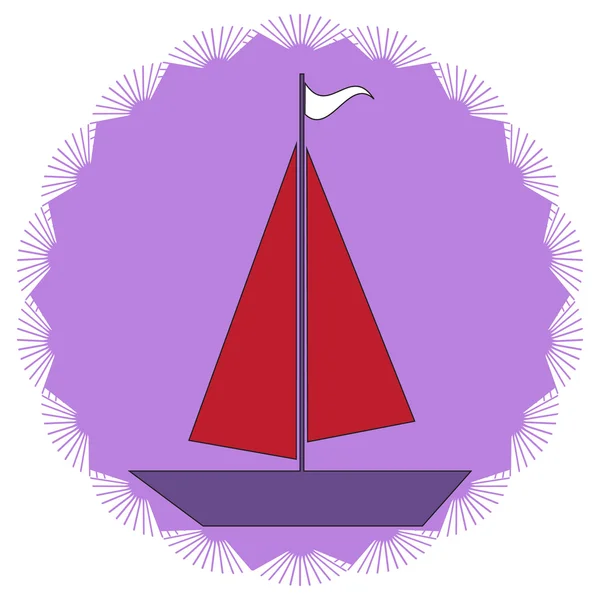 Icono de color con velero — Vector de stock