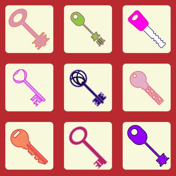 Цветные иконки с ключами — стоковый вектор