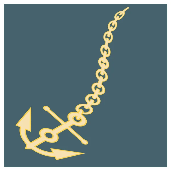 Imagen vectorial de un ancla con cadena — Vector de stock