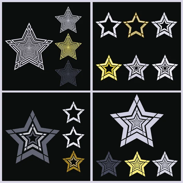 Icônes colorées avec des étoiles — Image vectorielle