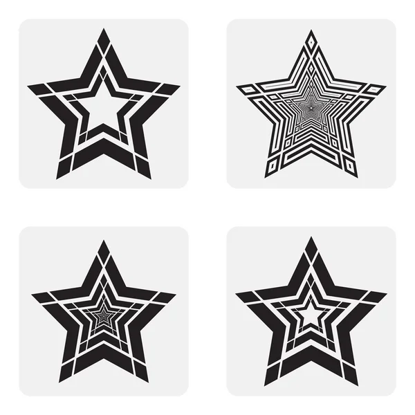 Monochrome icons with stars — Stock Vector