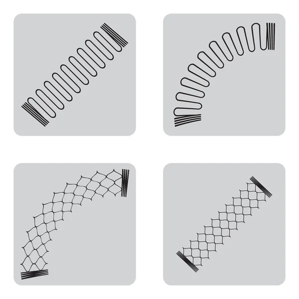 Monochromes Symbolset mit Federn — Stockvektor