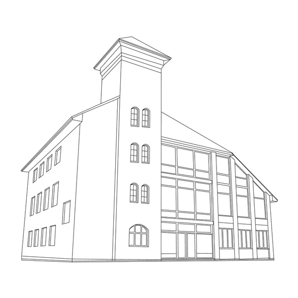 Vektor illustration av ett hus skapat i 3d. — Stock vektor