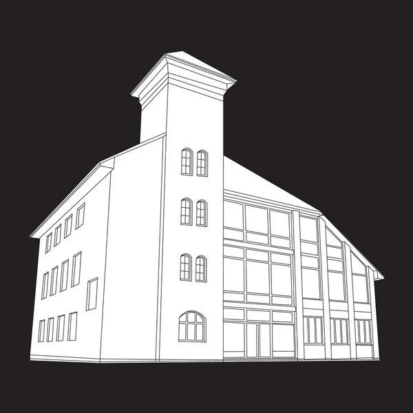 Vektor illustration av ett hus skapat i 3d. — Stock vektor