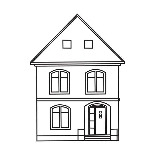 Monochrome image two-storey house — Stock Vector