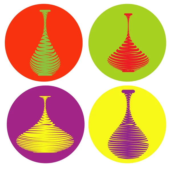 Monokrom Ikonuppsättning med amforor och vaser — Stock vektor
