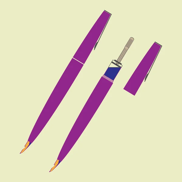 Monochromes Icon Set mit Stift — Stockvektor