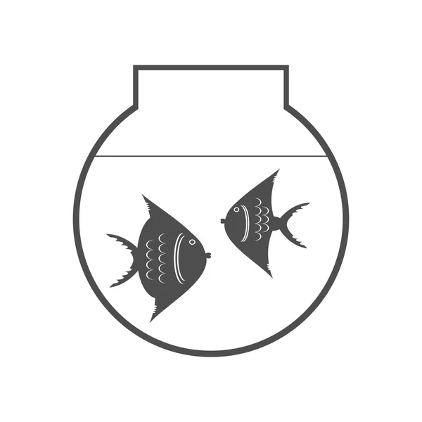 Černobílá ikona posázené akvárium — Stockový vektor