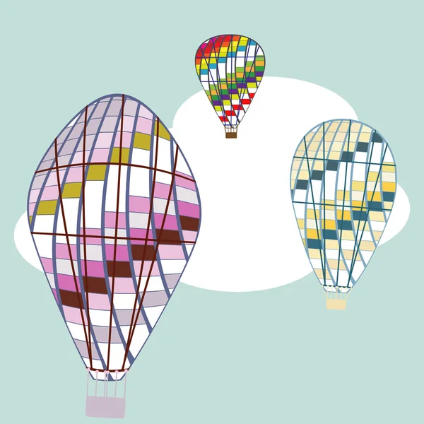 Monochroom pictogrammenset met luchtballon — Stockvector