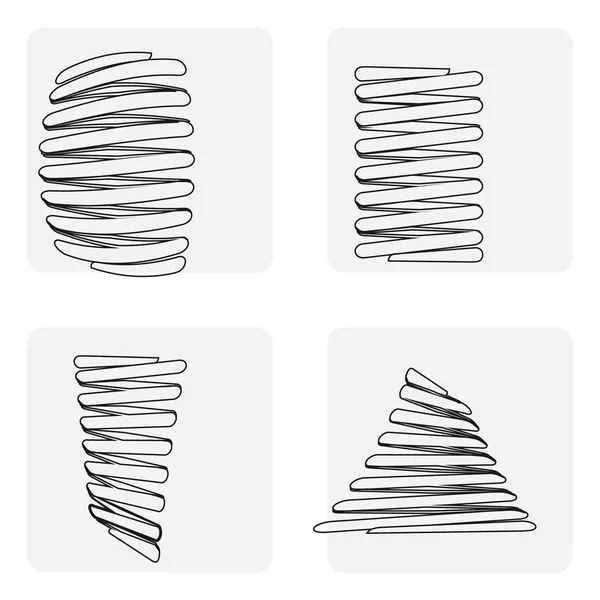 Monochrome icon set with springs — Stock Vector