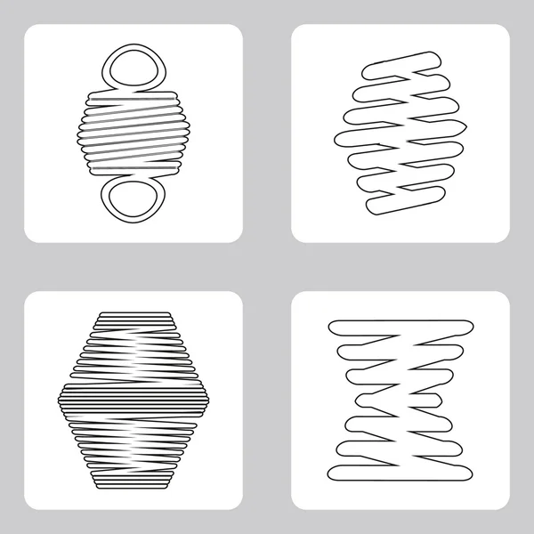 Monochroom pictogrammenset met veren — Stockvector