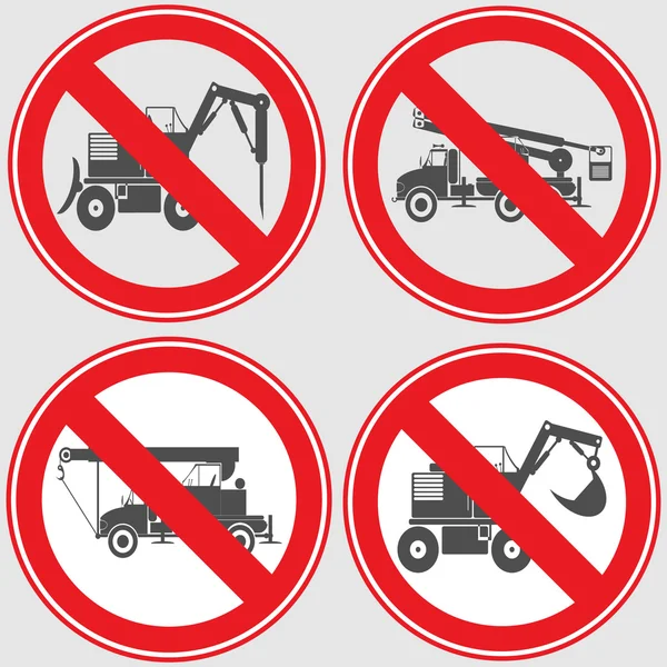 Road signs banning heavy equipment — Stock Vector