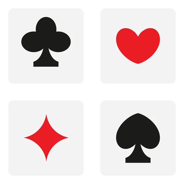Icone colorate con abiti di carte da gioco — Vettoriale Stock