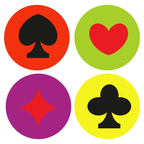 Iconos de colores con palos de cartas — Vector de stock