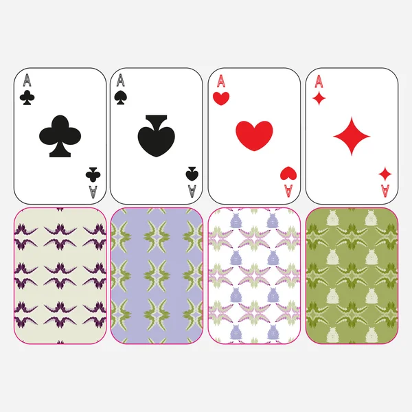 Colored icons with suits of playing cards — Stock Vector