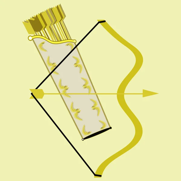 Imagen en color del arco y la flecha — Vector de stock