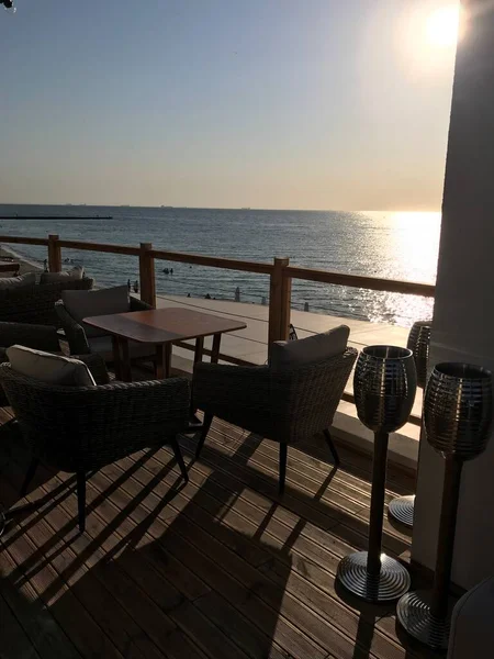 Sunny Morning Terrace Restaurant Tne Shore — Stock Photo, Image