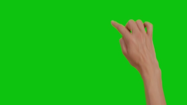 Close Hand Touching Clicking Tapping Sliding Draagging Swiping Chroma Key — Vídeos de Stock