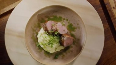 Sanat Yemeği, Gurme Yemekleri Yavaş Çekim Yakın Çekim.