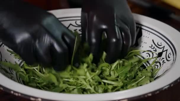 Verse Arugula Salade Heathy Food — Stockvideo