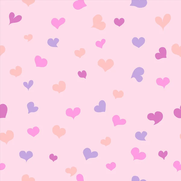 Seamless Pattern Small Hearts Pink Beige Purple Colors Pale Pink — Stock Vector