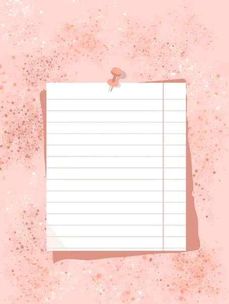 Egy Papírlap Falra Tűzve Megjegyzés Papír Rózsaszín Akvarell Háttér — Stock Fotó
