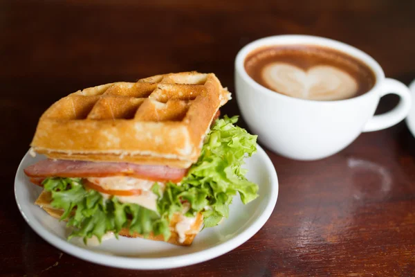 Waffles, bacon filling — Stock Photo, Image