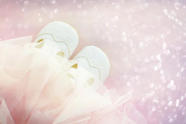 Baby shoes with tulle Stock Image