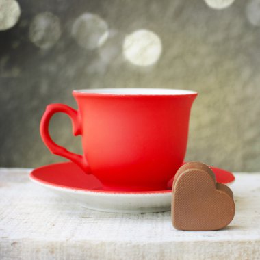 Love sweet heart with cup of coffee