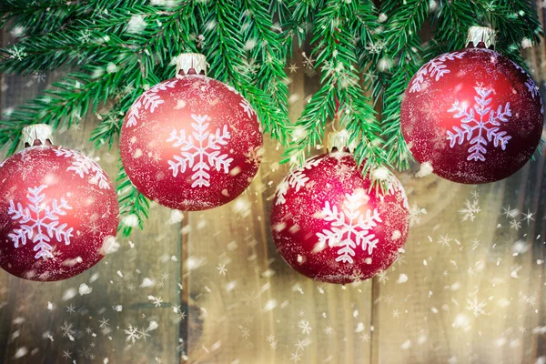 Christmas decoration over wooden background — Stock Photo, Image