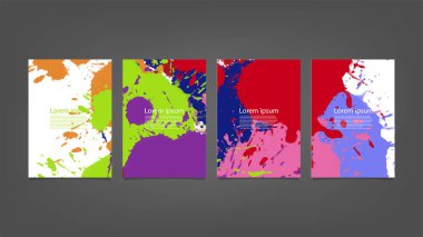 Poster, broşür veya el ilanı, suluboya posterler, el ilanları veya kartlar için renkli vektör arkaplan seti. Sancak şablonu.