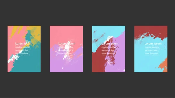 Poster, broşür veya el ilanı, suluboya posterler, el ilanları veya kartlar için renkli vektör arkaplan seti. Sancak şablonu.