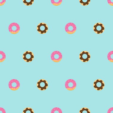 Tatlı yaz kusursuz desenli donut çizimleri