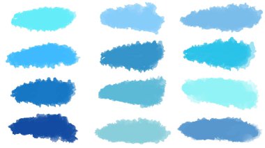 Pastel mavi suluboya fırça kümesi beyaz vektör üzerinde izole.