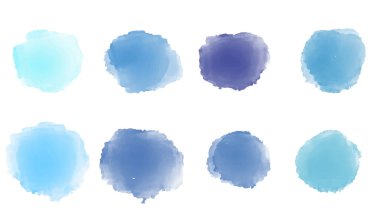 Pastel mavi suluboya fırça kümesi beyaz vektör üzerinde izole.