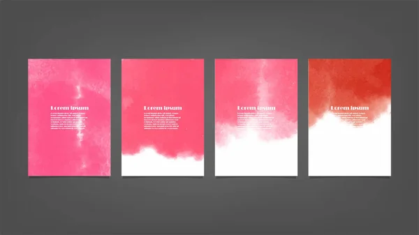 ポスター パンフレットやチラシ 水彩ポスター チラシやカードのバンドルのピンクのベクトル水彩の背景のセット バナーテンプレート — ストックベクタ