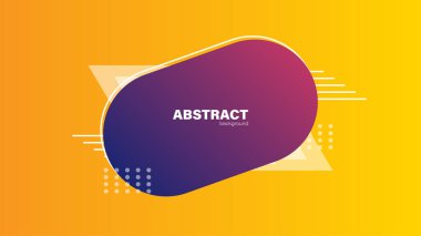 Soyut sarı, mor etiketli, sıvı şekilli, modern konsept. Asgari poster. afiş, web, kapak, reklam panosu, broşür, sosyal medya, iniş sayfası için arkaplan.