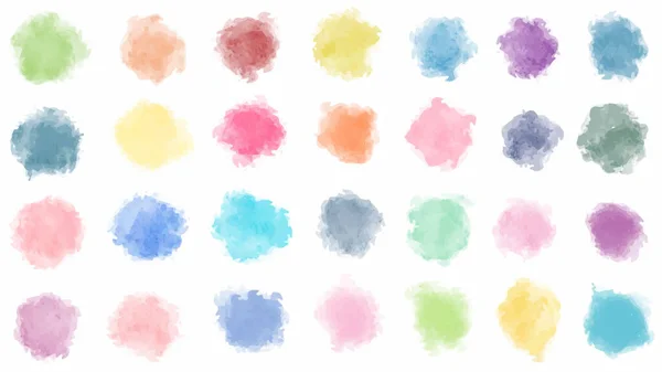Set Pastel Colorful Watercolor Brush Isolate White Vector — Stock Vector