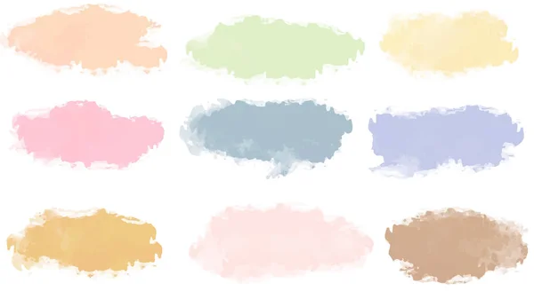 Pastel renkli suluboya fırça kümesi beyaz vektör üzerinde izole.