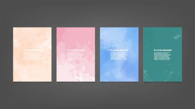 Poster, broşür veya el ilanı, suluboya posterler, el ilanları veya kartlar için renkli vektör arkaplan seti. Sancak şablonu.