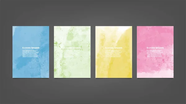 Set Sfondi Colorati Vettoriale Acquerello Poster Brochure Volantino Pacchetto Manifesti — Vettoriale Stock