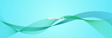 Soyut mavi arkaplan ve yeşil dalga, tasarım için kopyalama alanı, vektör.
