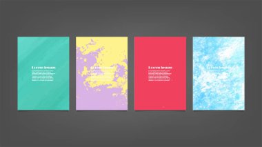 Poster, broşür veya el ilanı, suluboya posterler, el ilanları veya kartlar için renkli vektör arkaplan seti. Sancak şablonu.